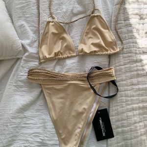 Braided gold high waisted suit. Never worn
